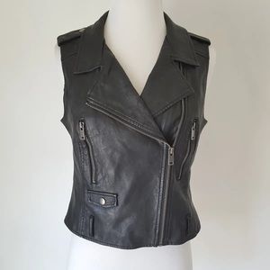 Hot Topic Black Faux Leather Moto Vest